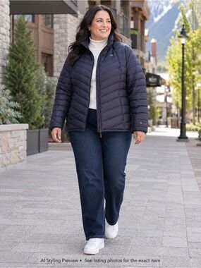 Paradox 3X Packable Duck Down Puffer Jacket Deep Navy Black Plus Size